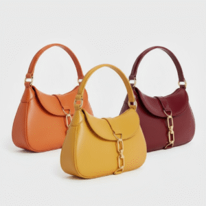 Trendy chain accent hobo bags for women in mustard, wine red, and tan by WEAR VIBE—stylish, spacious, and perfect for daily use
