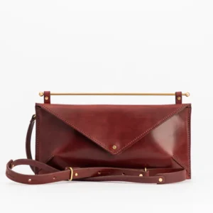 Luxury women's burgundy leather purse