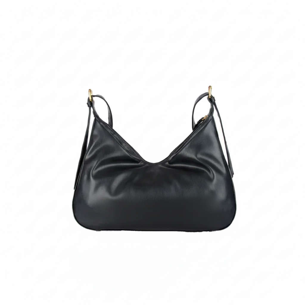 Joria Black Medium Bag - Premium Hobo Style Shoulder Bag WEAR VIBE Joria Black Medium Bag by WEAR VIBE - premium black leather hobo shoulder bag with curved design and adjustable straps