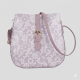Budding Pink Small Saddle Bag by WEAR VIBE - floral printed crossbody bag with gold buckle closure and adjustable strap.