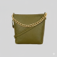 Fuller Green Small Bucket Bag by WEAR VIBE – olive green textured bucket bag with gold chain handle and adjustable crossbody strap