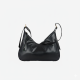 Joria Black Medium Bag by WEAR VIBE - premium black leather hobo shoulder bag with curved design and adjustable straps